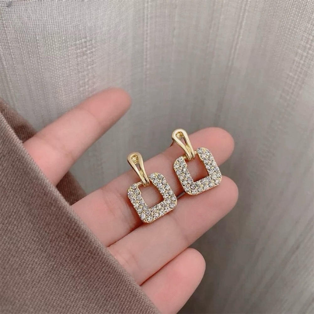 4/$15 Elegant Gold and Silver Square Earrings